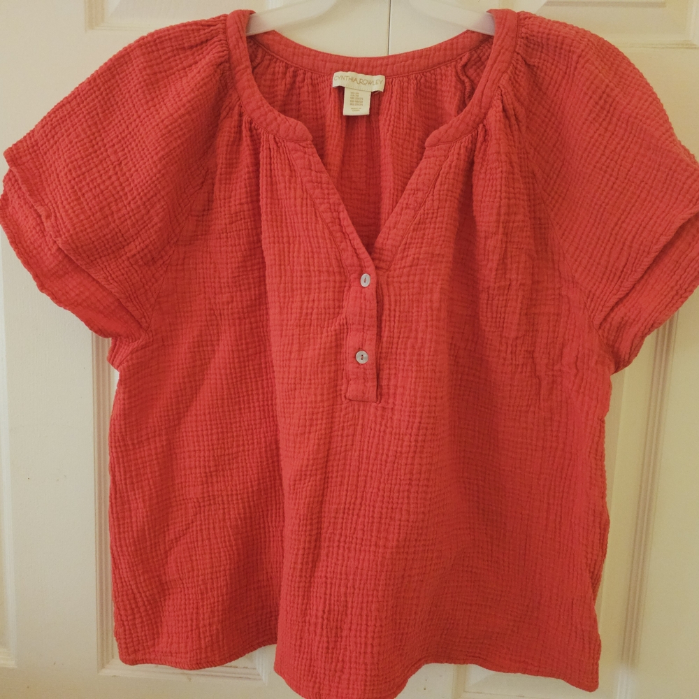 Cynthia Rowley 2X Gauze Women's Red Top
